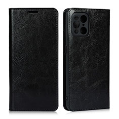 Leather Case Stands Flip Cover Holder D07T for Oppo Find X3 Pro 5G Black