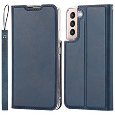 Leather Case Stands Flip Cover Holder D07T for Samsung Galaxy S21 Plus 5G Blue