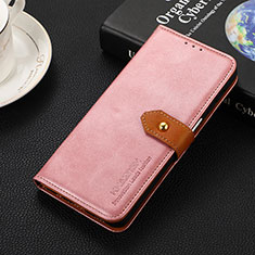 Leather Case Stands Flip Cover Holder D07Y for Huawei Honor X8b Pink