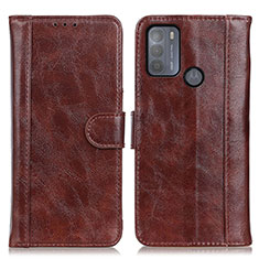 Leather Case Stands Flip Cover Holder D07Y for Motorola Moto G50 Brown