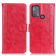 Leather Case Stands Flip Cover Holder D07Y for Motorola Moto G50 Red