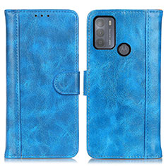 Leather Case Stands Flip Cover Holder D07Y for Motorola Moto G50 Sky Blue