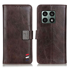Leather Case Stands Flip Cover Holder D07Y for OnePlus 10 Pro 5G Brown