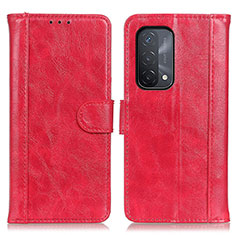 Leather Case Stands Flip Cover Holder D07Y for OnePlus Nord N200 5G Red