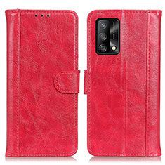 Leather Case Stands Flip Cover Holder D07Y for Oppo A74 4G Red