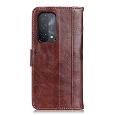 Leather Case Stands Flip Cover Holder D07Y for Oppo A74 5G Brown