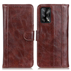 Leather Case Stands Flip Cover Holder D07Y for Oppo A95 4G Brown