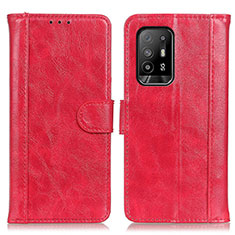 Leather Case Stands Flip Cover Holder D07Y for Oppo A95 5G Red