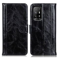 Leather Case Stands Flip Cover Holder D07Y for Oppo F19 Pro+ Plus 5G Black