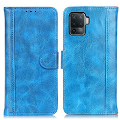 Leather Case Stands Flip Cover Holder D07Y for Oppo F19 Pro Sky Blue