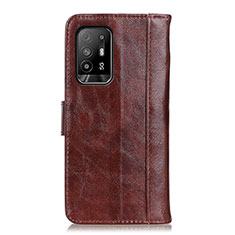 Leather Case Stands Flip Cover Holder D07Y for Oppo Reno5 Z 5G Brown