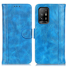 Leather Case Stands Flip Cover Holder D07Y for Oppo Reno5 Z 5G Sky Blue