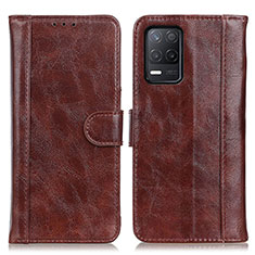 Leather Case Stands Flip Cover Holder D07Y for Realme 8s 5G Brown