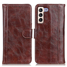 Leather Case Stands Flip Cover Holder D07Y for Samsung Galaxy S21 Plus 5G Brown