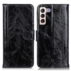 Leather Case Stands Flip Cover Holder D07Y for Samsung Galaxy S22 5G Black