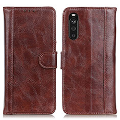 Leather Case Stands Flip Cover Holder D07Y for Sony Xperia 10 III Brown