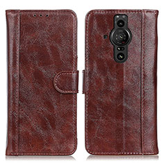 Leather Case Stands Flip Cover Holder D07Y for Sony Xperia PRO-I Brown