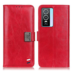 Leather Case Stands Flip Cover Holder D07Y for Vivo Y76s 5G Red