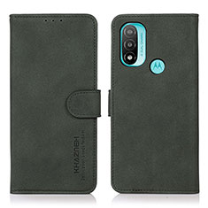 Leather Case Stands Flip Cover Holder D08Y for Motorola Moto E20 Green