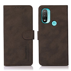 Leather Case Stands Flip Cover Holder D08Y for Motorola Moto E30 Brown