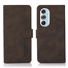 Leather Case Stands Flip Cover Holder D08Y for Motorola Moto Edge Plus (2022) 5G Brown