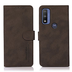 Leather Case Stands Flip Cover Holder D08Y for Motorola Moto G Pure Brown
