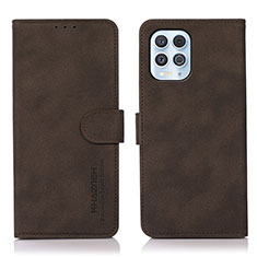 Leather Case Stands Flip Cover Holder D08Y for Motorola Moto G100 5G Brown