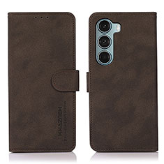 Leather Case Stands Flip Cover Holder D08Y for Motorola Moto G200 5G Brown