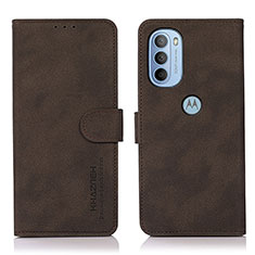 Leather Case Stands Flip Cover Holder D08Y for Motorola Moto G41 Brown