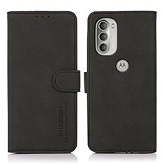 Leather Case Stands Flip Cover Holder D08Y for Motorola Moto G51 5G Black