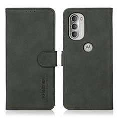 Leather Case Stands Flip Cover Holder D08Y for Motorola Moto G51 5G Green