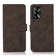 Leather Case Stands Flip Cover Holder D08Y for Oppo A95 4G Brown