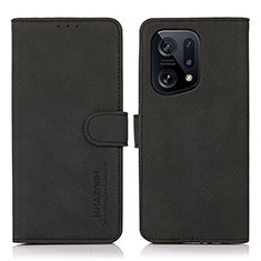 Leather Case Stands Flip Cover Holder D08Y for Oppo Find X5 5G Black
