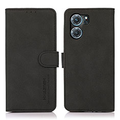Leather Case Stands Flip Cover Holder D08Y for Oppo K10 5G Black