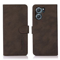 Leather Case Stands Flip Cover Holder D08Y for Oppo K10 5G Brown