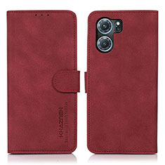Leather Case Stands Flip Cover Holder D08Y for Oppo K10 5G Red