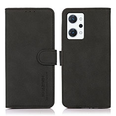 Leather Case Stands Flip Cover Holder D08Y for Oppo Reno7 A Black