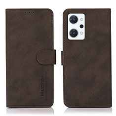 Leather Case Stands Flip Cover Holder D08Y for Oppo Reno7 A Brown