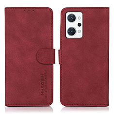 Leather Case Stands Flip Cover Holder D08Y for Oppo Reno7 A Red