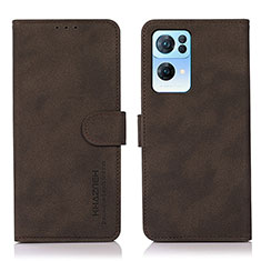 Leather Case Stands Flip Cover Holder D08Y for Oppo Reno7 Pro 5G Brown