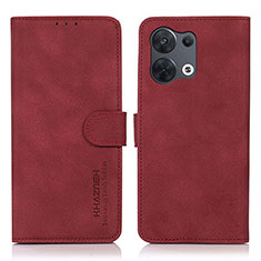 Leather Case Stands Flip Cover Holder D08Y for Oppo Reno8 5G Red
