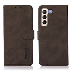 Leather Case Stands Flip Cover Holder D08Y for Samsung Galaxy S22 5G Brown