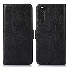 Leather Case Stands Flip Cover Holder D08Y for Sony Xperia 10 III Black
