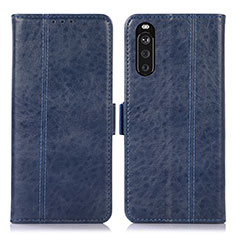 Leather Case Stands Flip Cover Holder D08Y for Sony Xperia 10 III Blue