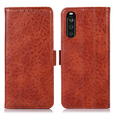 Leather Case Stands Flip Cover Holder D08Y for Sony Xperia 10 III Brown