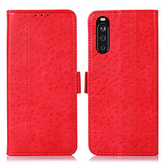 Leather Case Stands Flip Cover Holder D08Y for Sony Xperia 10 III Red