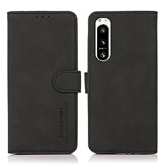 Leather Case Stands Flip Cover Holder D08Y for Sony Xperia 5 IV Black