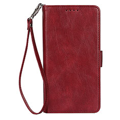Leather Case Stands Flip Cover Holder D09T for Samsung Galaxy S21 5G Red