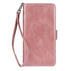 Leather Case Stands Flip Cover Holder D09T for Samsung Galaxy S23 5G Rose Gold
