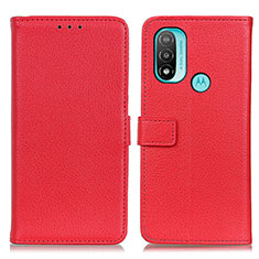 Leather Case Stands Flip Cover Holder D09Y for Motorola Moto E20 Red